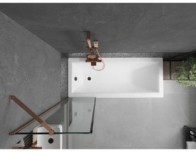 Mexen Next, kádparaván 1 szárny 50 x 150 cm, fix szárny, 6 mm átlátszó üveg fekete mintával, rózsa arany profil, 895-050-000-00-70-60