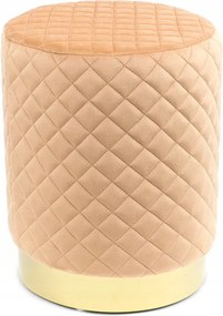 Lazac Puff Arany Velúr 42x33cm Káró Szék Ülő Narancssárga