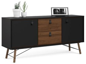 Fekete komód diófa dekorral 150x72x40 cm Ry – Tvilum