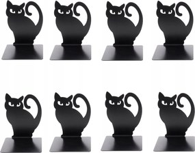 Könyvtámasz Csúszásgátló Macska Fém Fekete Könyvtámasz Állvány 8DB