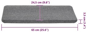15 db szürke öntapadó lépcsőszőnyeg 65x24,5x3,5 cm