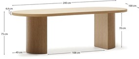 Étkezőasztal tölgyfa dekorral 100x240 cm Nealy – Kave Home