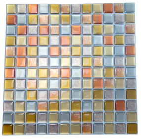 Felragasztható csempe - 3D mozaik - Narancssárga négyzetek 23,5 x 23,5 cm