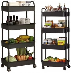 Polcos állvány kerekeken POZIO 37x22x95 cm fekete