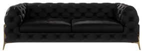 Fekete bársony kanapé 225 cm Chelsea Bis – Ropez