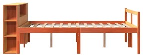 viaszbarna tömör fa könyvespolcos ágy matrac nélkül 160 x 200cm