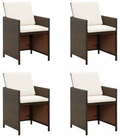 4 db barna polyrattan kerti szék párnával