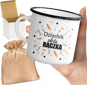 Bögre_emalinált Nyomott Mintás Nagypapa Arany Fogantyú Ajándék Szuper Bögre