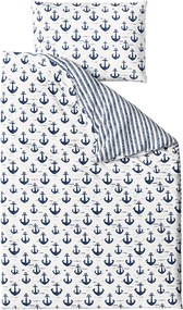 Pamut ágynemű NAVYSTA POLY kék-fehér Ágyneműhuzat mérete: 70 x 90 cm | 140 x 200 cm