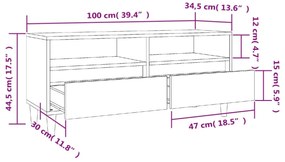 fekete szerelt fa TV-szekrény 100 x 34,5 x 44,5 cm