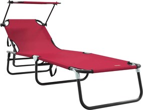 vidaXL Összecsukható nyugágy Piros 190 x 57 x 81 cm oxford