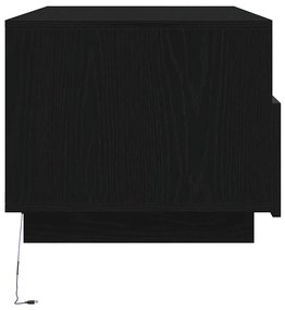 fekete tölgyszínű dohányzóasztal LED-lámpákkal 90x49x40 cm