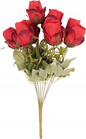 Csokor 9 Rózsa Rügyben 46CM Piros Művirág Rózsa Kompozíció
