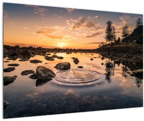 Kép - naplemente a tó mellett (90x60 cm)