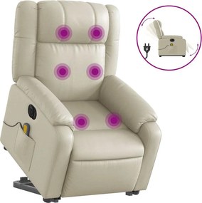 vidaXL elektromos krémszínű műbőr felállást segítő masszázsfotel