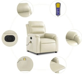 krémszínű műbőr elektromos dönthető masszázsfotel