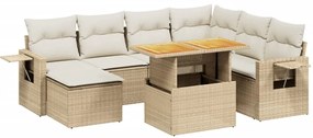 vidaXL 8 részes bézs polyrattan kerti ülőgarnitúra párnával
