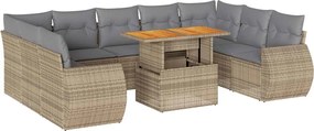 vidaXL 10 részes bézs polyrattan kerti ülőgarnitúra párnával