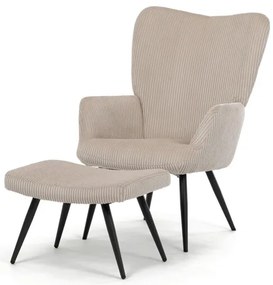 Bézs Kordbársony Relax Fotel Lábtartóval. AK-L7285 CRM6