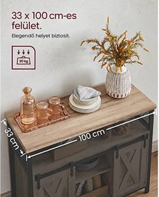 Tálalószekrény, konyhaszekrény, 2 tolóajtóval, barna és fekete