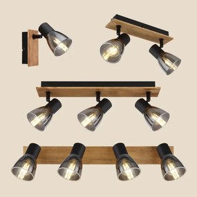 Globo 54307-2W - Fali spotlámpa CLAUDE 2xE14/40W/230V fekete/fa