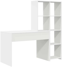 Asztal polcokkal tárolóval Fehér 138.5 x 55 x 143 cm Faanyag