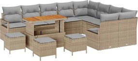vidaXL Kerti Kanapé Szett párnával 13 pcs Beige és Világosszürke
