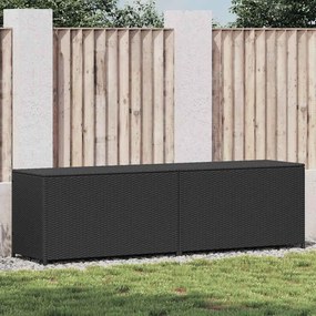 Fekete Polyrattan Kerti Tárolóláda 200 X 50 X 60 Cm