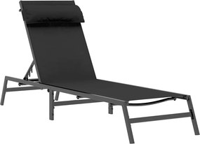 vidaXL Napozó 1-személy Fekete és Antracit 197 x 54 x 86 cm Acél