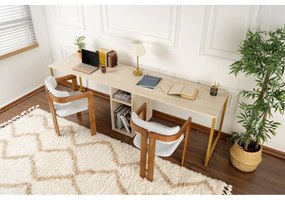 Íróasztal Twin Study Desk - Travertine, Arany