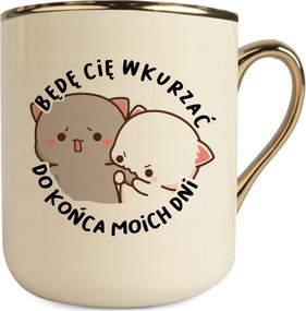 Bögre Krém-arany Felidegesítelek Peach Goma Cica Ajándék Partnernek