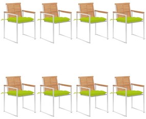 vidaXL 8 db tömör tíkfa kerti szék párnákkal