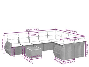 10 részes bézs polyrattan kerti ülőgarnitúra párnával