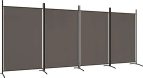 vidaXL 4 paneles antracitszürke szövet térelválasztó 346x180 cm