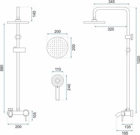 Rea Luis, zuhanygarnitúra kádcsapteleppel, arany matt, REA-P7051