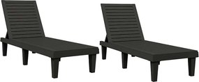 vidaXL 2 db fekete polipropilén napozóágy 155 x 58 x 83 cm