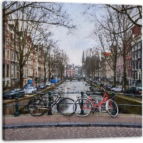 Vászonkép Kerékpárok az Amszterdam hídon 50X50 cm Ajándéknak is tökéletes