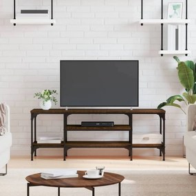 Barna tölgyszínű műfa és vas TV-szekrény 121x35x45 cm