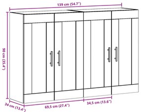 Fali Szekrények 2 db Artisan Tölgy 69.5x34x90 cm Mérnöki Fa