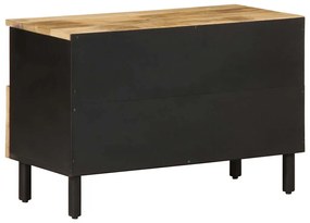 fekete tömör nyers mangófa TV-szekrény 70 x 33,5 x 46 cm