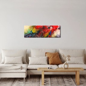 Vörös ara papagájok képe (órával) (90x30 cm)