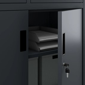 Fém iratszekrény széffel és fiókokkal FILIP II, 900 x 1850 x 400 mm, szürke