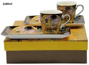 Porceláncsésze oldaltálcával,2 személyes,80ml,Klimt: The Kiss