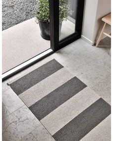 Antracitszürke-krémszínű kültéri-beltéri futószőnyeg 70x150 cm Bob Charcoal Linen – Pappelina