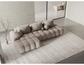 Világosbarna kinyitható-tárolóhelyes sarokkanapé (bal oldali-heverő résszel) Linz – Cosmopolitan Design