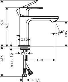 Hansgrohe Rebris E, mosdó csaptelep, CoolStart, króm, 72560000