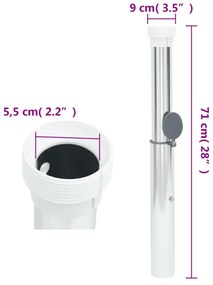 ezüst alumíniumrúd talajba süllyeszthető napernyő talp 40-50 mm