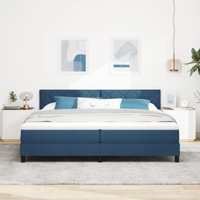 Box Spring Ágy Matraccal Kék 200x200 cm Szövet