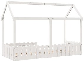 fehér tömör fenyőfa házikó gyerekágykeret 80 x 200 cm