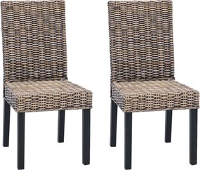 vidaXL Étkezőszék 2 pcs Fekete Mosás 45 x 54 x 93 cm Tömör Mahagóni Fa